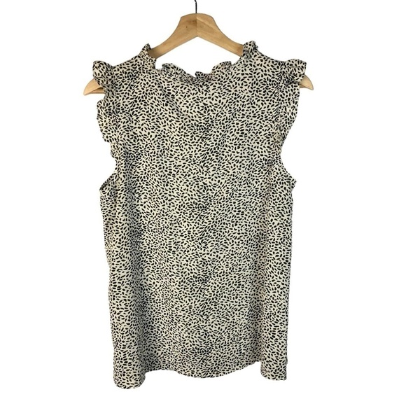 Staccato White & Black Dot Printed Ruffle Sleeveless Blouse S - Picture 2 of 5